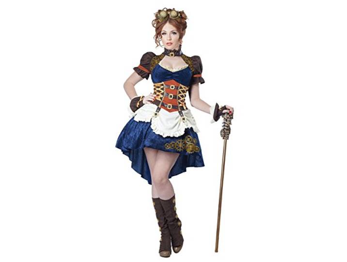 California Costumes Steampunk fantasiekostuum voor dames, Blauw/Bruin, S