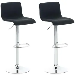 DELUKE® Barhocker 2er Set BERLIN - Schwarz, Stoff | Barhocker mit Lehne Barstuhl Tresenhocker Tresenstuhl Kneipenhocker Kneipenstuhl