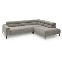 KAWOLA Sofa DELIA Ecksofa Feincord grau Recamiere rechts