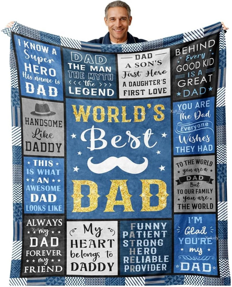 Gepersonaliseerde flanellen deken voor papa, superzachte woondeken en slaapdeken voor vader van zoon