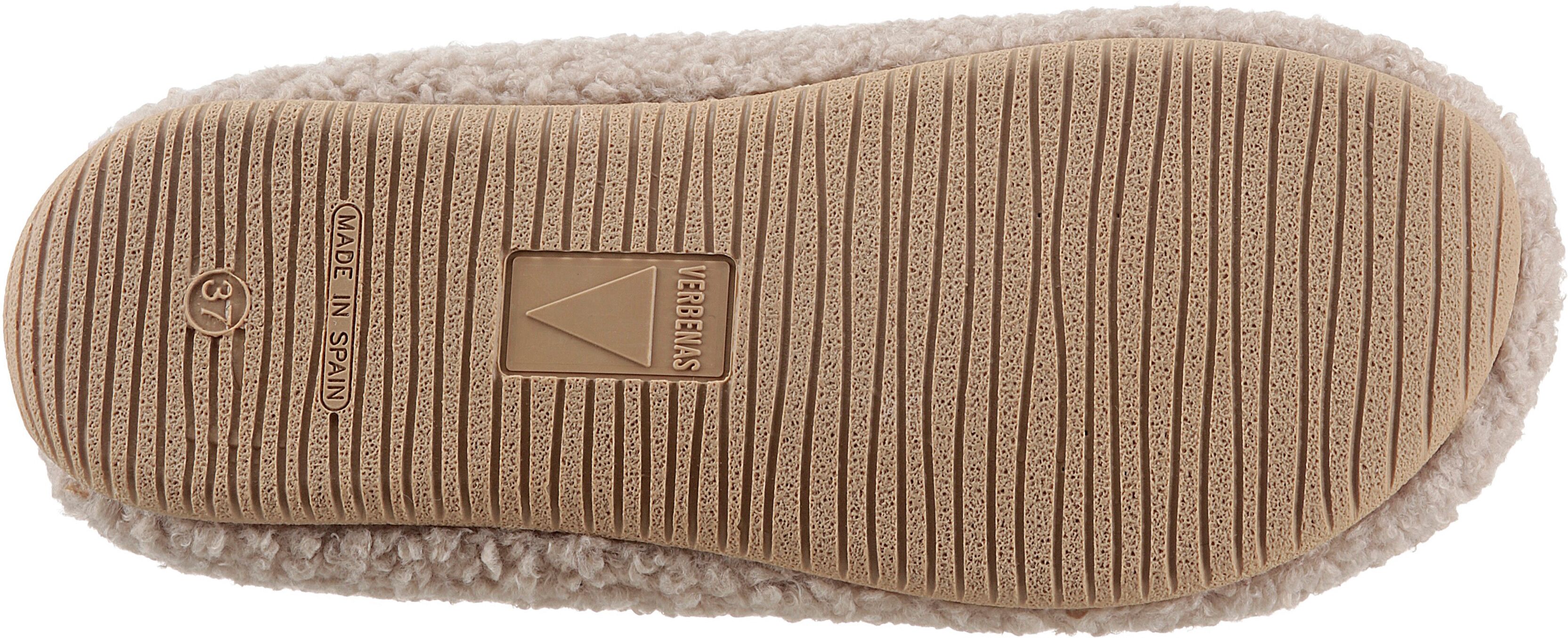 Pantoffel VERBENAS "YORK GALES", Damen, Gr. 42, wärmend, beige, Textil, Schuhe Pantoffel, Pantoffel, Hausschuh, Homeslipper zum Schlupfen