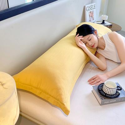 Rare Purchases New Solid Color Washed Double Long Pillowcases, Couple Pillowcases For Cozy Sleep, Soft Cotton Pillowcases, Decorative golden Yellow 48x100cm