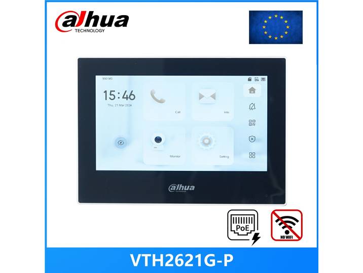 Dahua VTH2621GW-P / VTH2621G-P 802.3af PoE moniteur intérieur tactile 7 pouces, moniteur de sonnette, interphone vidéo, carte SD intégrée