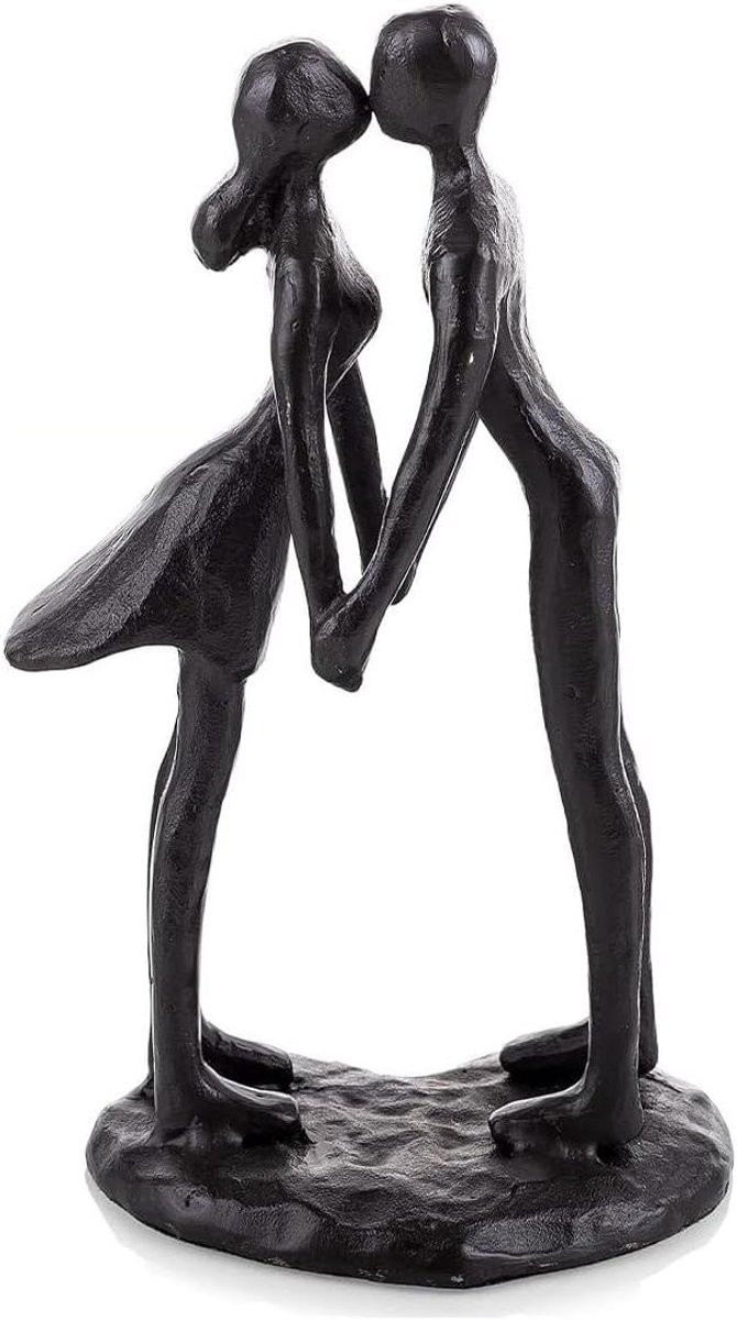 Romantisch Kussend Paartje Beeldje - Zwart Gietijzeren Sculptuur - Hoogte: 145 cm