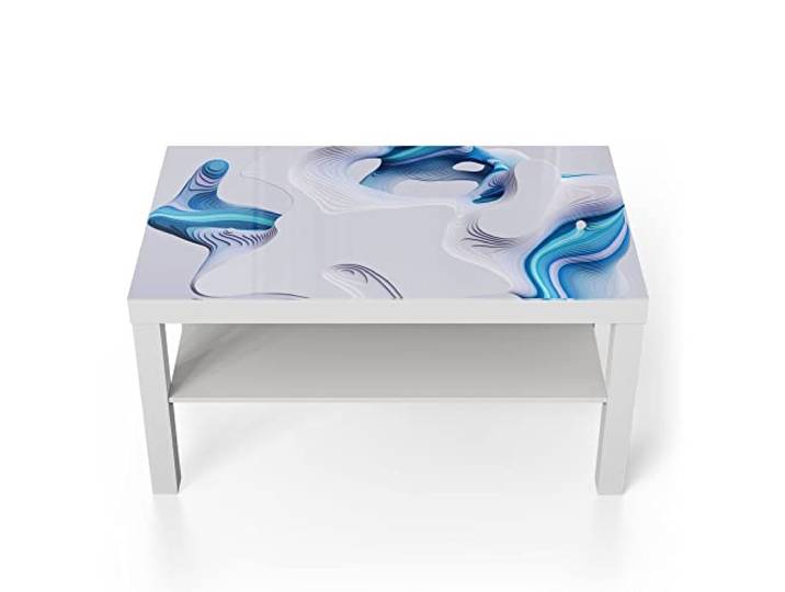 DEQORI Glastisch weiß groß 90x50 cm Motiv Digitale Farblamellen ausgefallener Beistelltisch aus Glas Hochglanz Couchtisch fürs Wohnzimmer moderner Couch Tisch mit Design