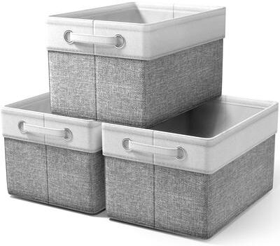 Sorbus Fabric Storage Bins for Shelves Set of 3, Large Collapsible Storage Bins with 2 Handles and Lining