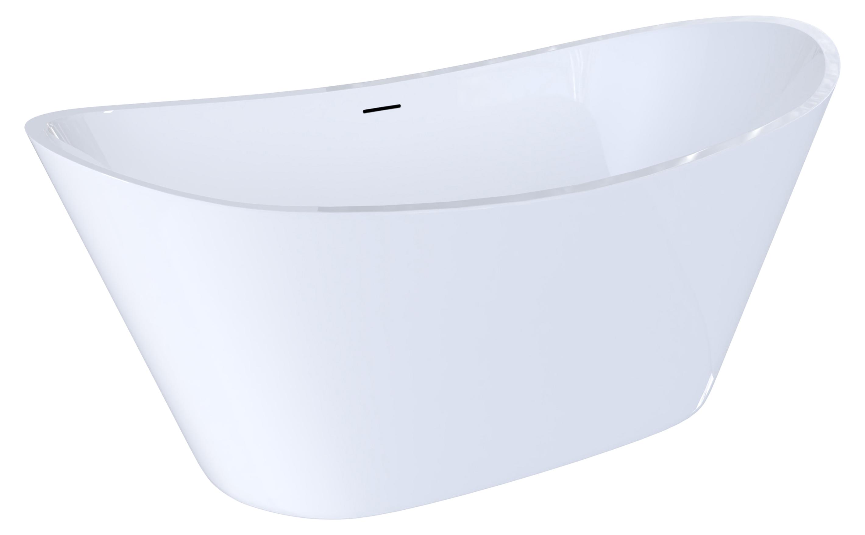 Duschspa 150x72cm freistehende ovale Acryl-Badewanne Bootform in Weiß mit Überlauf und vormontiertem Zubehör für Badezimmer