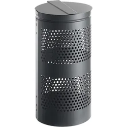 Mülleimer mit Deckel, für Außen, 38 L, Stahl, grau, dunkelgrau