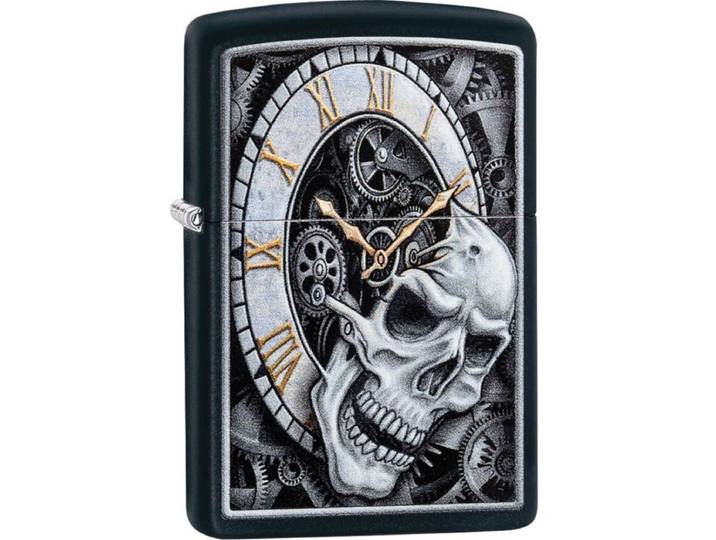 Aansteker Zippo Skull Clock