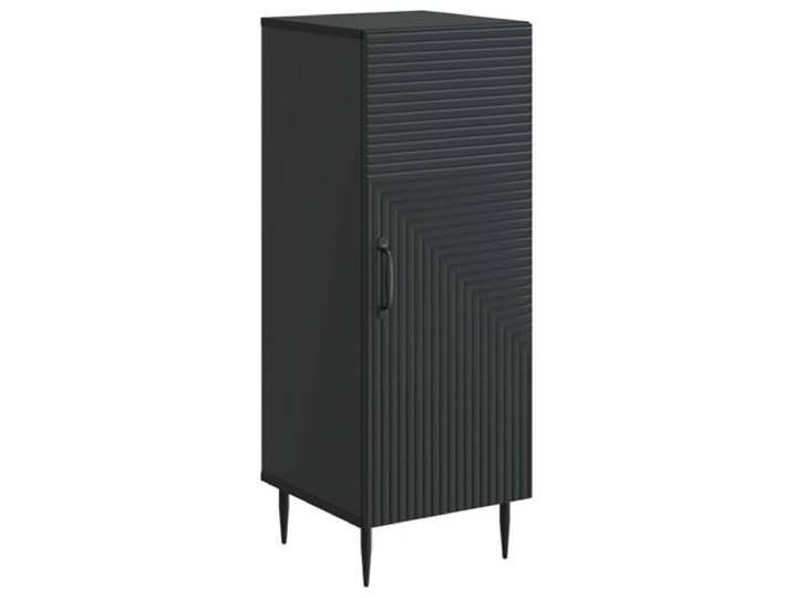 TEKGHUT Sideboard Schwarz 33 x 34,5 x 89,5 cm Holzwerkstoff Vintage Look, 90° Pendeltüren, verstellbare Brettregale, Metallgriffe, Metallfüße, Flur, Esszimmer