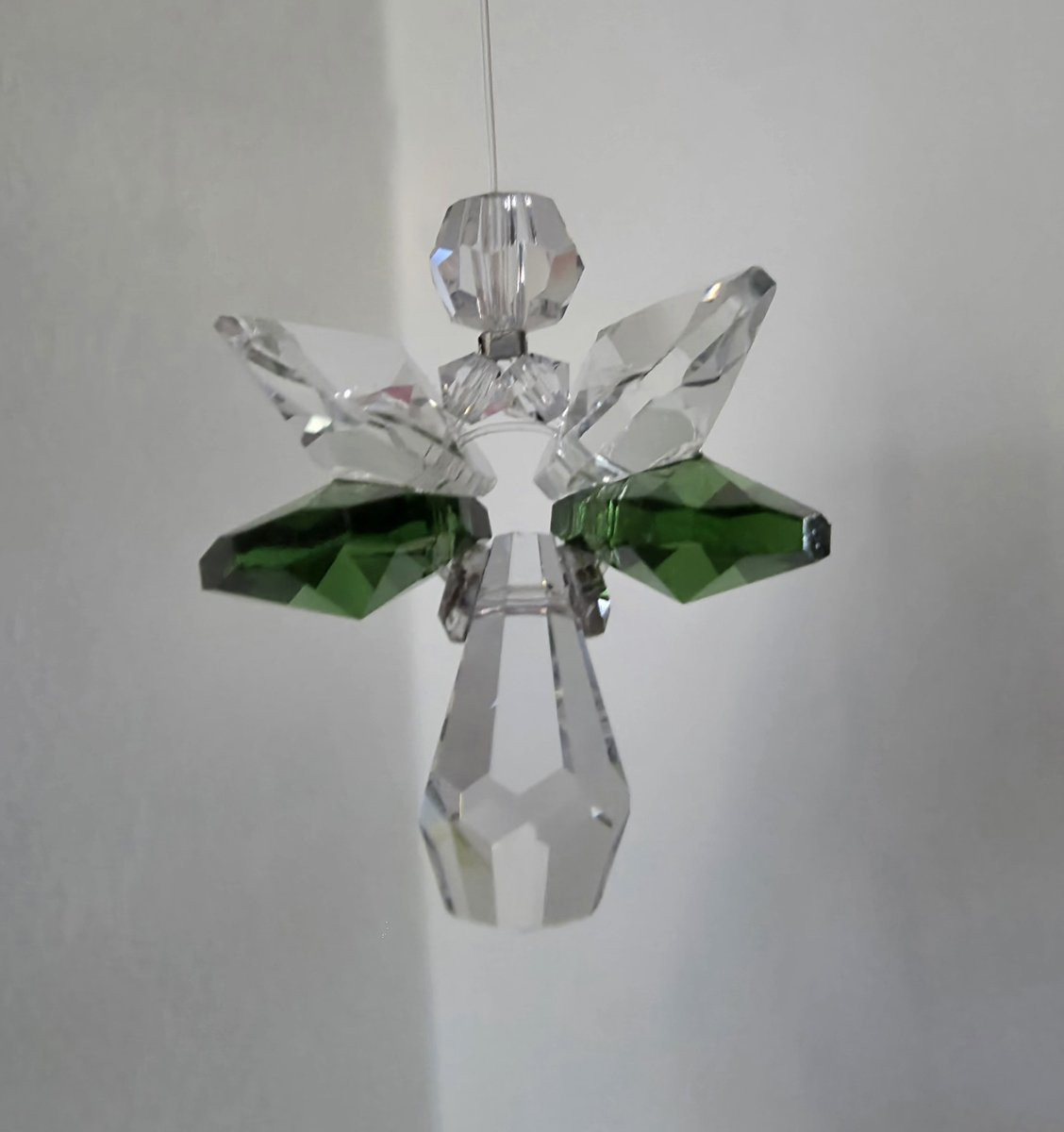 Geluksengel Groen Raamhanger met Swarovski Kristallen Suncatcher