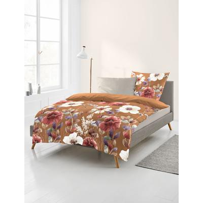 Bettwäsche BIERBAUM "Biber Bettwäsche 4188", 50 terra, B/L: 155cm x 220cm, 1 Stk., 1 Stk., Biber, B/L: 80cm x 80cm, 2, Biber, Obermaterial: 100% Baumwolle, Bettwäsche, Bettwäsche, 100 % Baumwolle, pflegeleicht, kuschelig weich