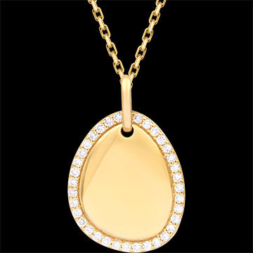 Edenly AmÃ©lie Gravur-Plakette Galet â€“ 9-karÃ¤tiges Gelbgold & synthetische D