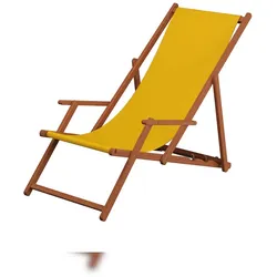 Erst-Holz Liegestuhl gelb Gartenliege Tisch Kissen Deckchair Sonnenliege Gartenstuhl Massivholz 10-302 T KD