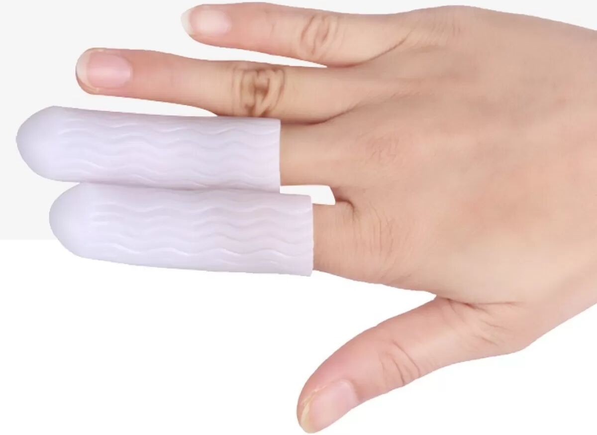 INF Manchons de doigt SEBS élastiques à texture ondulée blancs, 2 paires – Couvre-doigts protecteurs anti-abrasion et