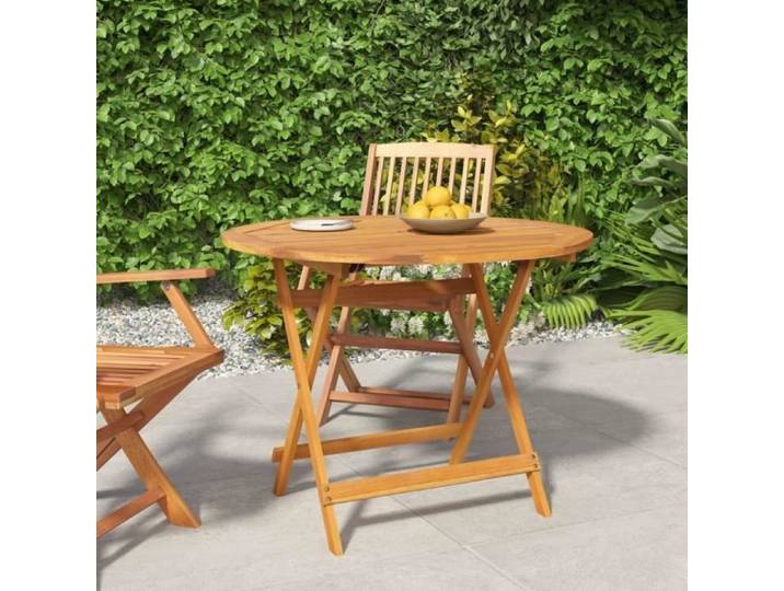 Table pliable de jardin - VIDAXL - Ø 90 cm - Bois d'acacia - Pliable - 4 personnes