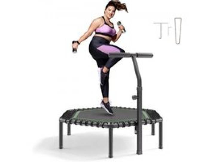 VEVOR Trampoline de Fitness 138,5 cm, Mini Trampoline Intérieur Charge Maximale 205 kg pour Entraînement Intérieur ou Extérieur Adultes, avec 3 Niveaux de Hauteur Réglables et Une Poignée en Mousse
