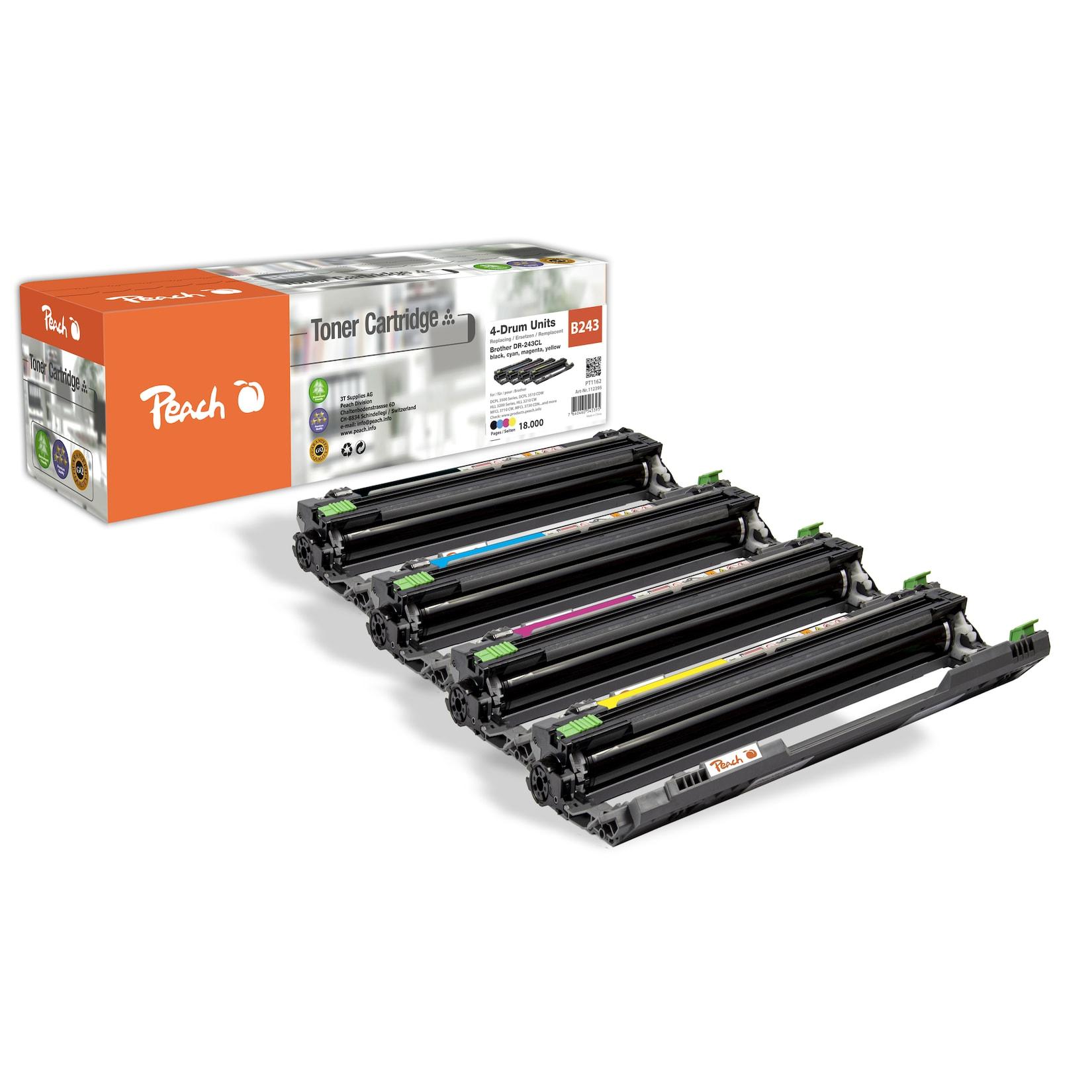 Peach B243 CL Trommeleinheiten col ersetzt Brother DR-243CL für z.B. Brother HLL 3230 CDW, Brother DCPL 3550 CDW, Brother MFCL 3770 CDW (wiederaufbereitet)