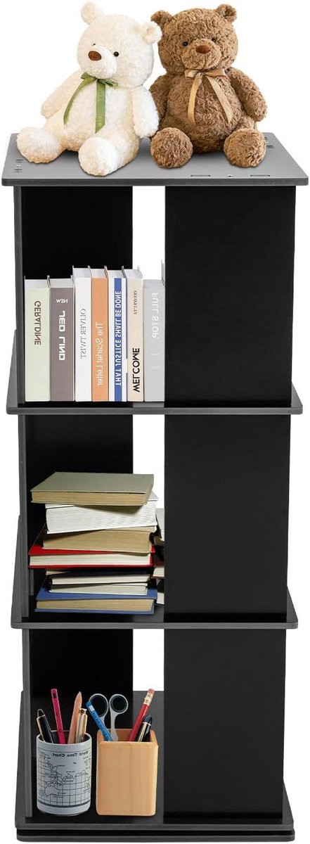 Draaibare Hoekboekenkast - Zwart - Hoogte: 97 cm