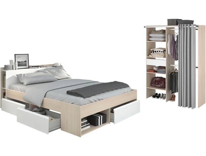 Schlafzimmer-Set PARISOT Parisot Most 41 , beige (natur), ohne Matratze, B/H: 140cm x 200cm, Schlafzimmermöbel-Sets