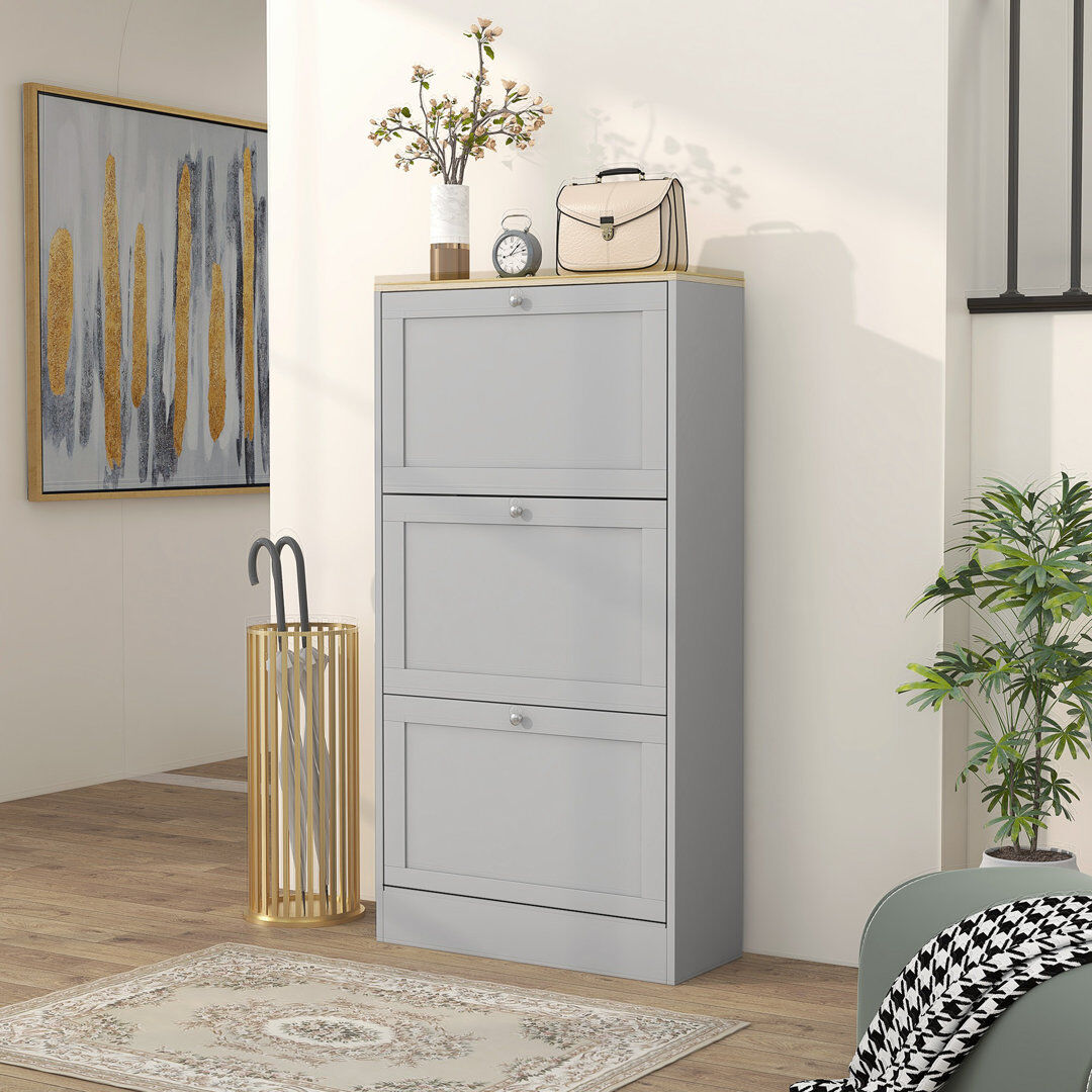 Borough Wharf 18 Pair Flip Down Shoe Storage Grey 18