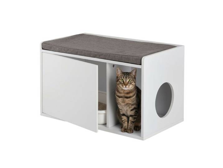 Relaxdays Kattenbak ombouw met zitkussen