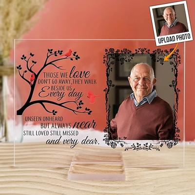 Personalisierte Acryl-Foto-Plakette mit Basis maßgeschneiderte Gedenkgeschenke fehlt dir Foto-Rahmen Plakette ich bin immer bei dir Bilderrahmen - Erinnerung an Mutter Vater Großmutter Großvater