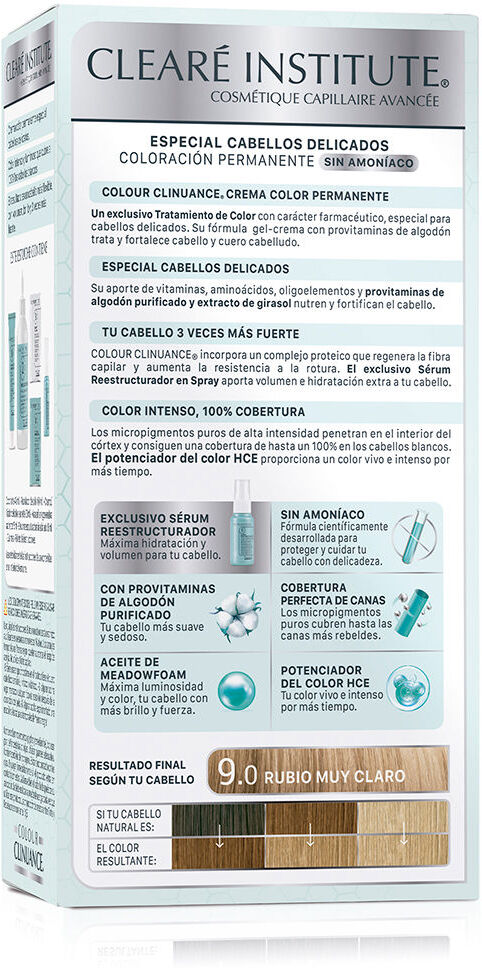 Clearé Institute Colour Clinuance cabellos delicados #9.0-rubio muy claro