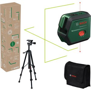 Bosch Kreuzlinienlaser 0603663GZ1 AdvancedLevel 2G Basic, grüne Laser, selbstnivellierend, mit Akku & Stativ
