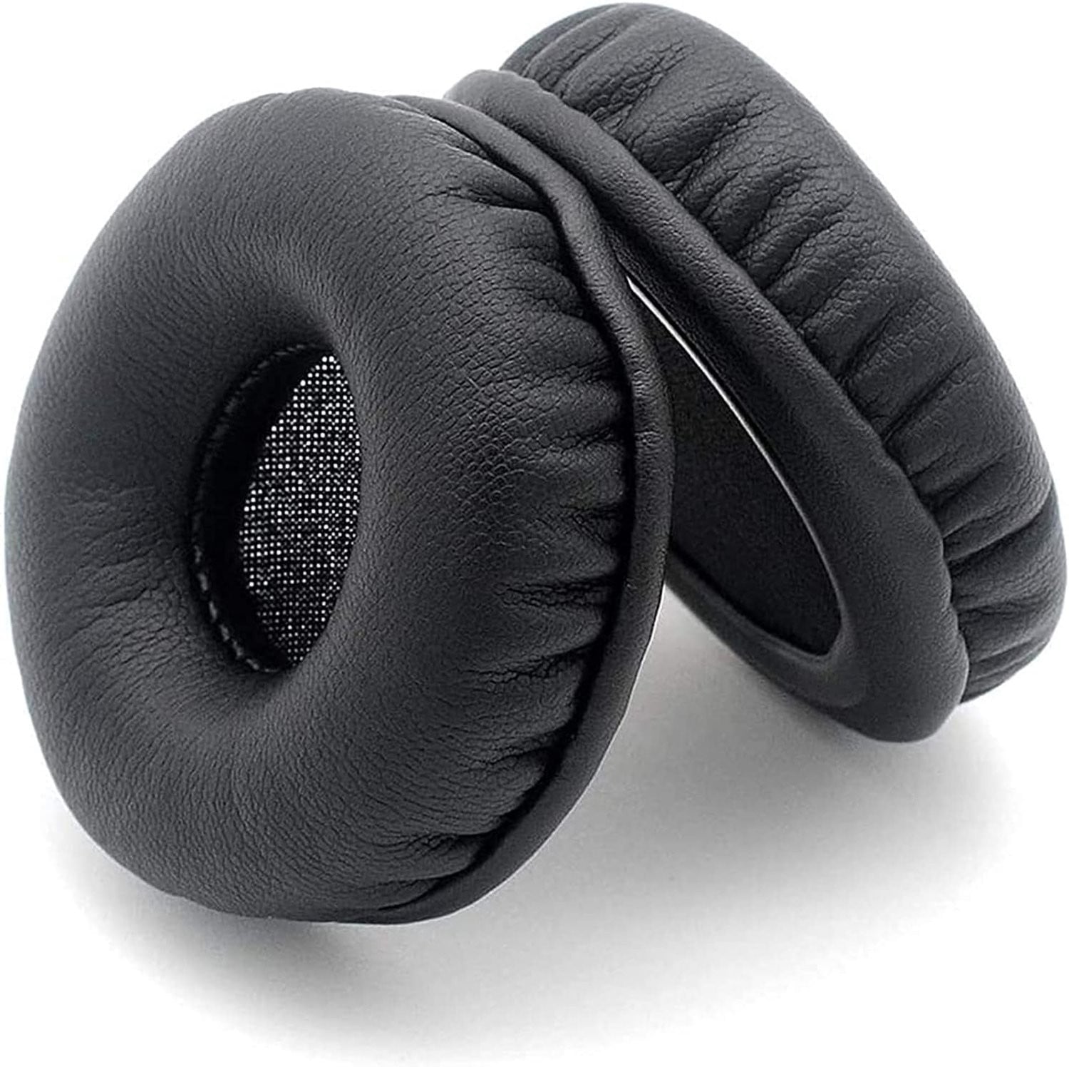 Ronde vervangende oorkussens van kunstleer met schuimrubber, 60 mm diameter, zwart