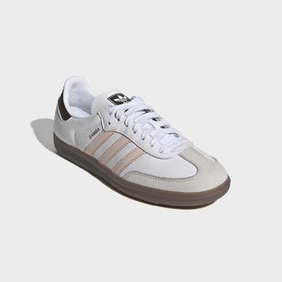 Sneaker ADIDAS ORIGINALS "SAMBA OG", Damen, Gr. 38, cloud weiß, wonder quartz, braun, Leder, Schuhe Sneaker