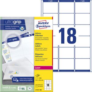 Zweckform Avery  L7161-100 Etiketten weiß 63.5x46.6, 1800 Stück