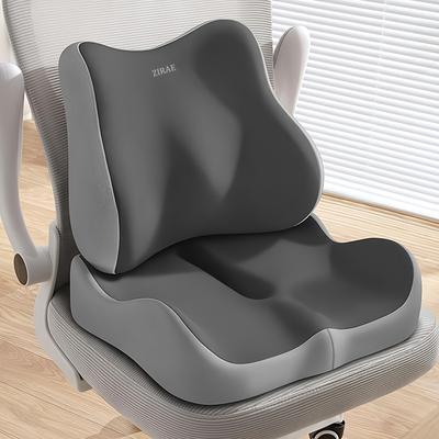 Cozy Casa Charm Premium Memory Foam Seat Cushion With Lumbar Support Pillow Ergonomic Seat Cushion For Car & Office Chair Comfort gray