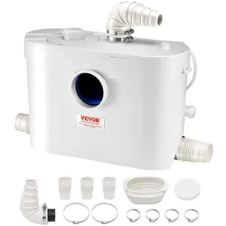 VEVOR Hebeanlage, 900 W, 180 L/min Durchfluss, 12 m Förderhöhe, Abwasserhebeanlage mit 4 Wassereinlässen, Schmutzwasserpumpe für Toilette, Keller, Dusche, Waschbecken, Waschküche, Badewanne