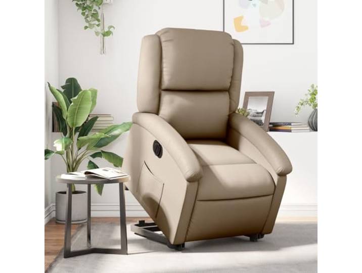 HEFZGDB Elektrischer Relaxsessel mit Aufstehhilfe und Liegefunktion in Cappuccino Kunstleder einfache Bedienung