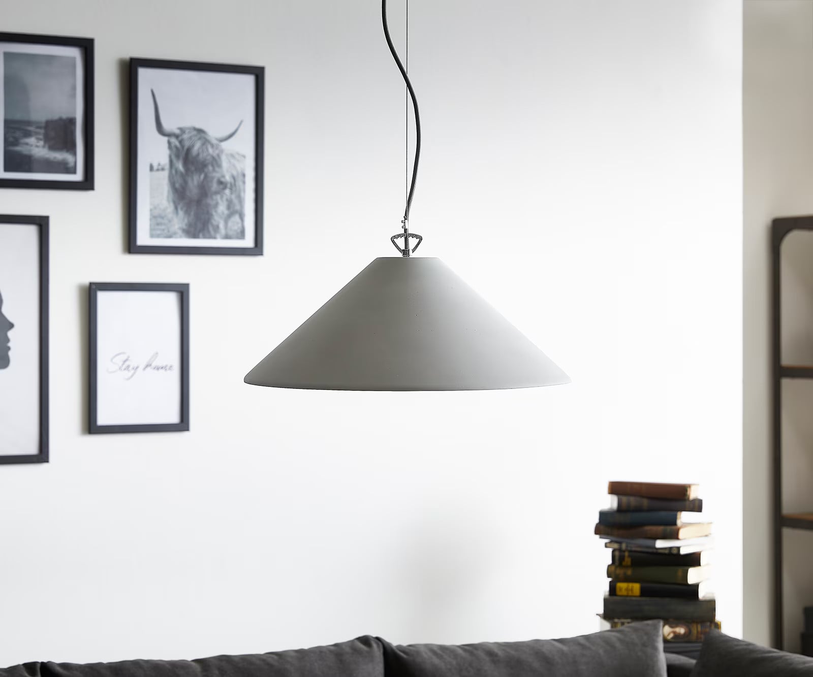 DELIFE Hanglamp Fatua Grijs Beton Diameter: 40 cm