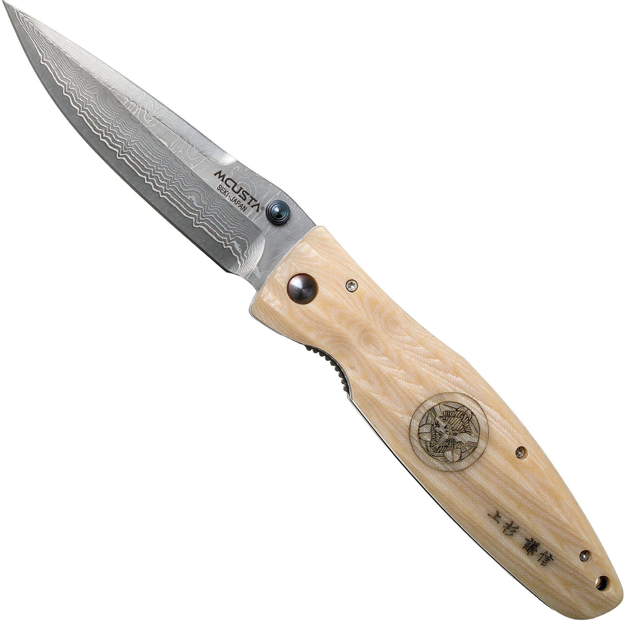 Mcusta MC-0185D Sengoku Uesugi Kenshin, white micarta, coltello gentleman