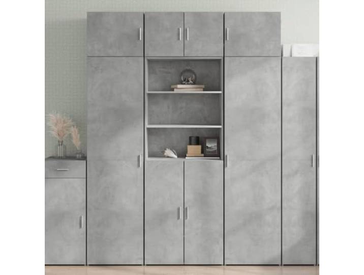 RJPLMFV Anrichte, hoch, 70 x 42,5 x 185 cm, Betongrau, Holz Offene Fächer, Türen, Griffe, einfache Reinigung, für Wohnzimmer, Schlafzimmer, Flur