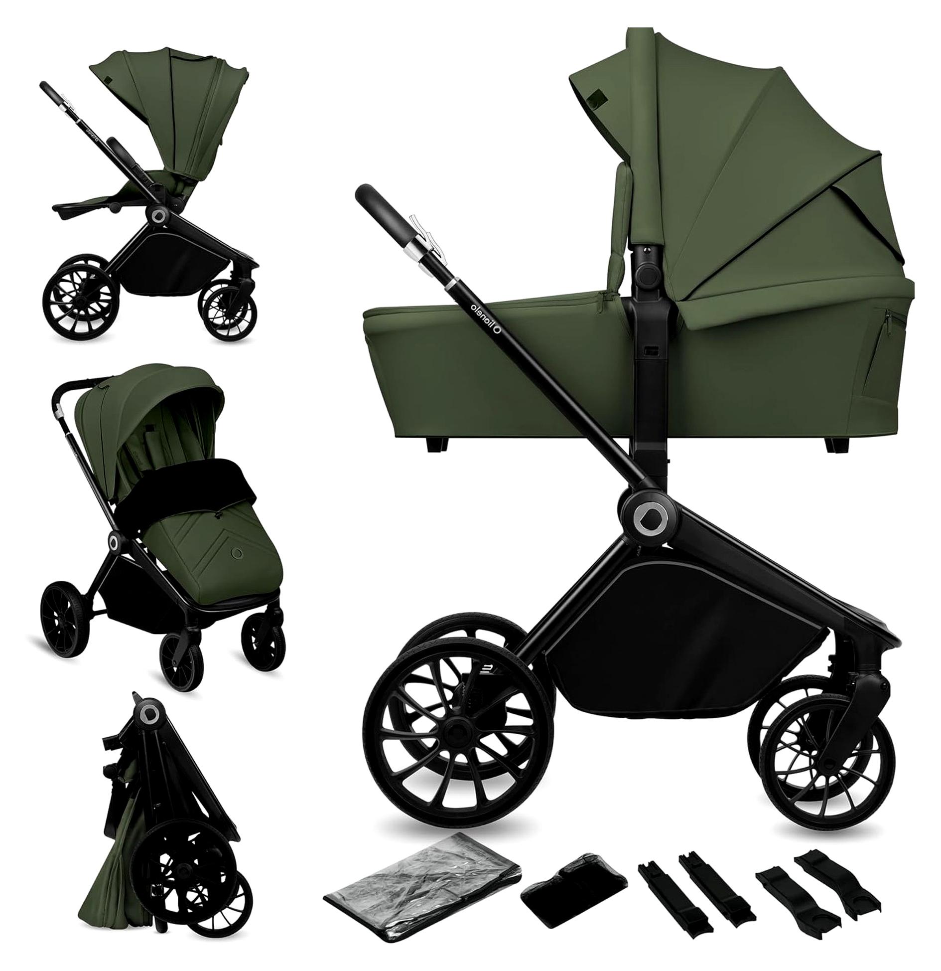 MIKA PLUS 2-in-1 Buggy für 0-48 Monate bis 22 kg, Babywanne bis 9 kg, verstellbare Rückenlehne und Fußstütze, AiryDots, Dämpfung, 360° drehbare PolyurethanRäder, XXL-Verdeck