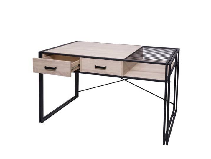 Bureau d ordinateur avec tiroirs et compartiment de rangement design industriel 76x120x70cm aspect chêne 04_0001450