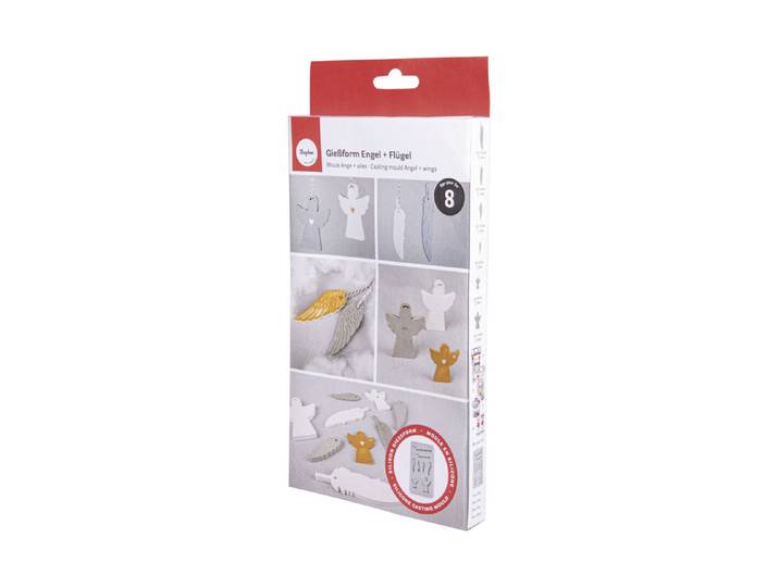 Silikon Giessform Engel + Flügel, 26x14,5x1cm, 8 Formen, Box 1Stück