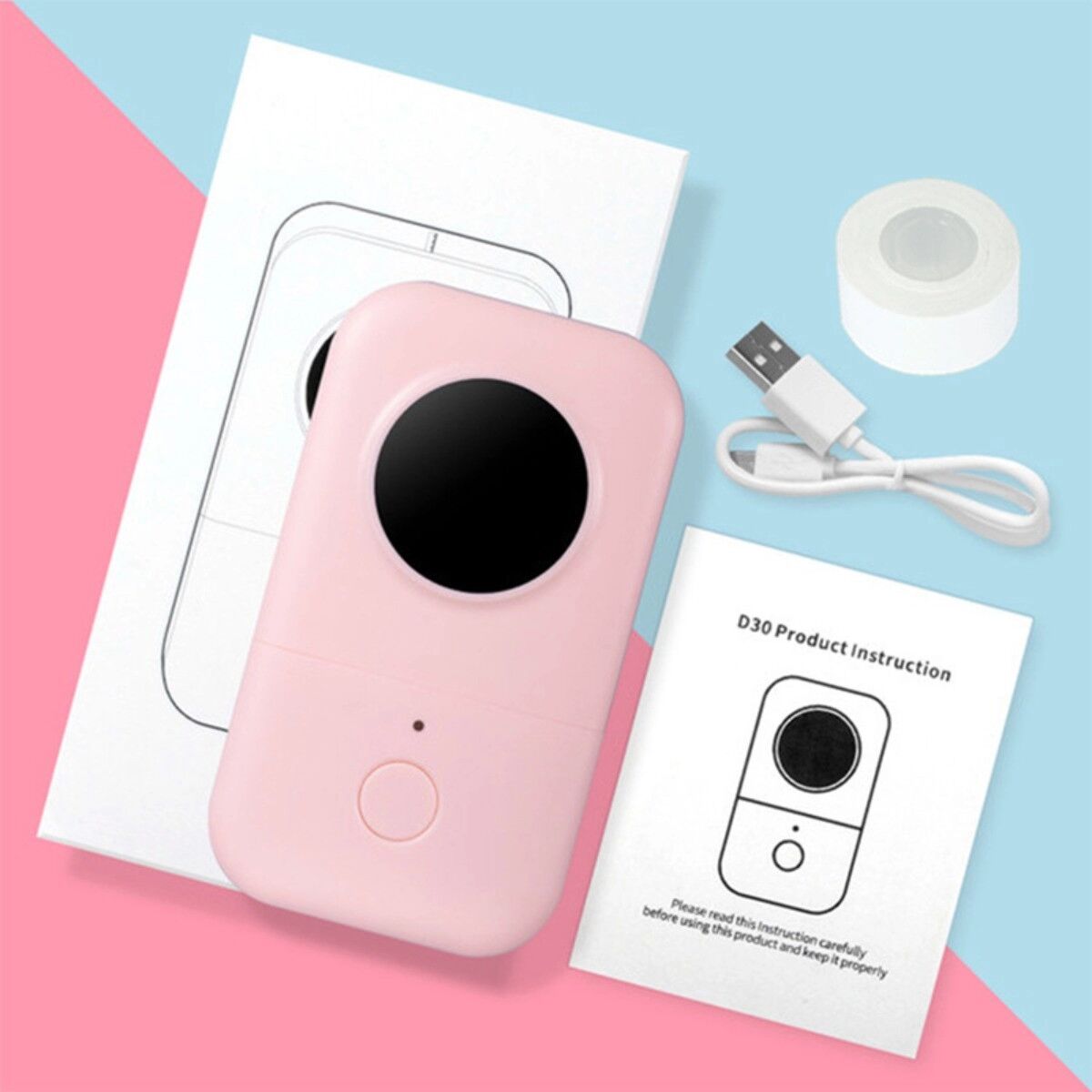 INF Tragbarer Thermo-Etikettendrucker – Bluetooth 4.2, 203DPI, App-gesteuert, mehrere Etikettenbreiten Rosa