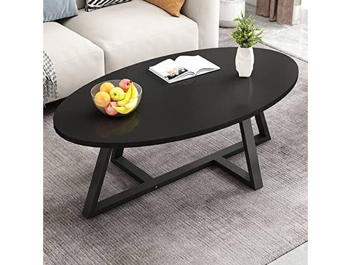 Couchtische für Wohnzimmer, ovale Couchtische, moderner Couchtisch, Kleiner Couchtisch, Beistelltische aus Metall und MDF-Platte