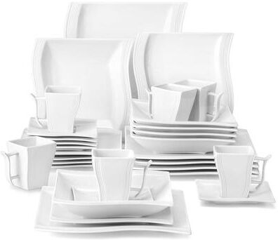 MALACASA Flora Porcelain Wavy Modern Dinnerware Set (Service for 6)