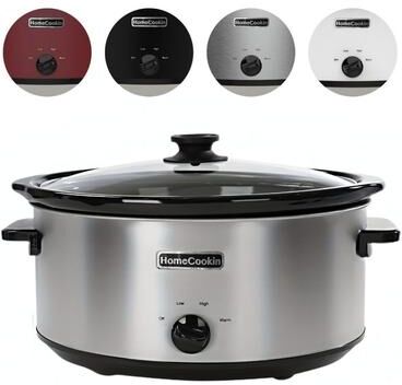Zing Homecookin 7 Quart Oval Manual Slow Cooker with Removable Ceramic Pot