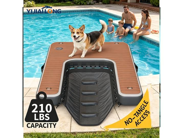 Rampe gonflable pour chien améliorée 60 x40 stable et durable, surface antidérapante, grande rampe flottante pour piscine pour chien