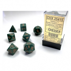 Chessex Würfel - Opaque Dusty Green/gold (7-Würfelset) 292487