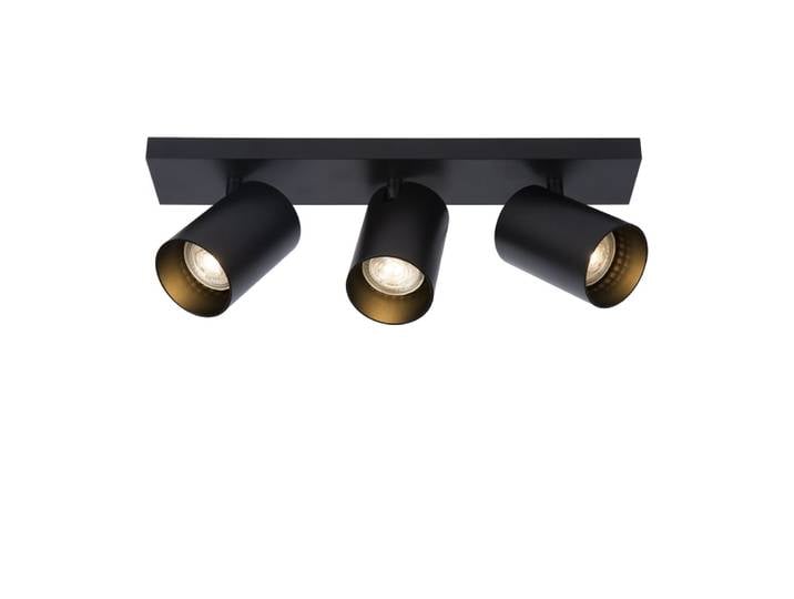 Spot pour plafond en métal, noir, 3 projecteurs, 12 cm