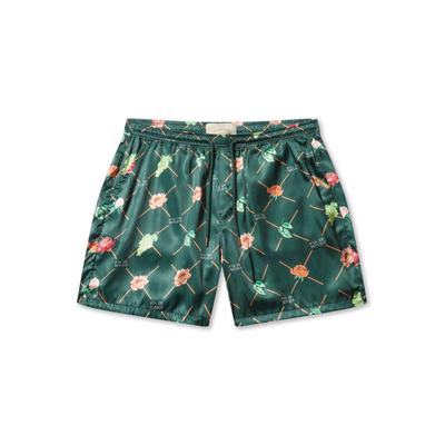Shorts PAS DE MONACO "Pas De Monaco FRUIT MONOGRAM SHORTS", Herren, Gr. XL, US-Größen, grün (forest), 100% Polyester, normal, Hosen Shorts