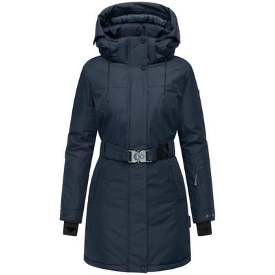 Wintermantel NAVAHOO "Frostkuss 14", Damen, Gr. XXXL(46), blau (navy), Obermaterial: 100% Polyester. Innenfutter: 100% Polyester. Wattierung: 100% Polyester. Ärmelfutter: 100% Polyester, figurumspielend ca. Mitte Oberschenkel, hoch geschlossener...